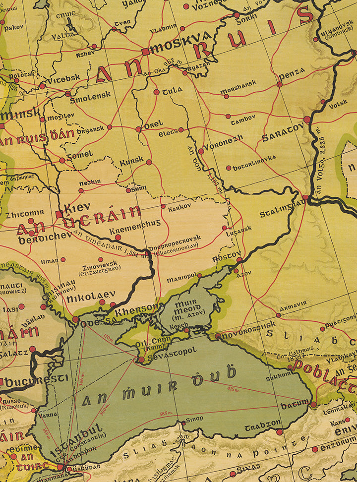 Detail from Map showing USSR , Ukraine and the Black Seaa