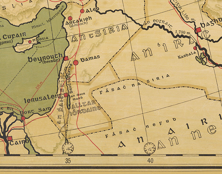 Detail from Map showing Middle-East and Palestine