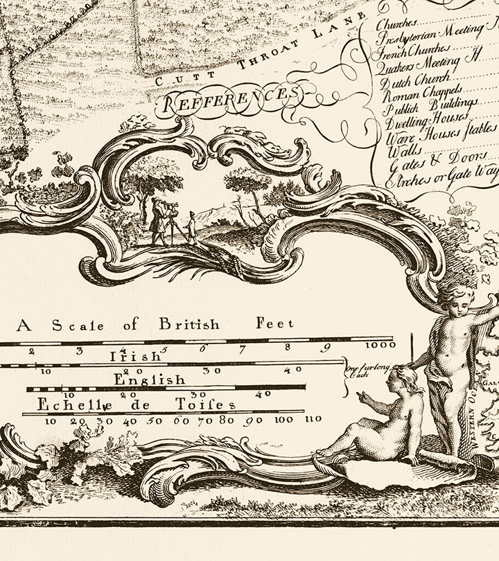 Detail from Map showing register and 'Cutt' Throat Lane