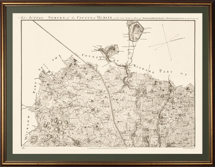 Gold Leaf Frame with Palm Green Mountboard - This Map No.1 covers the Northwest of the County to the borders of Wicklow and Kildare and includes "Upper Cross", Newcastle, Saggart, Celbridge and Castleknock.