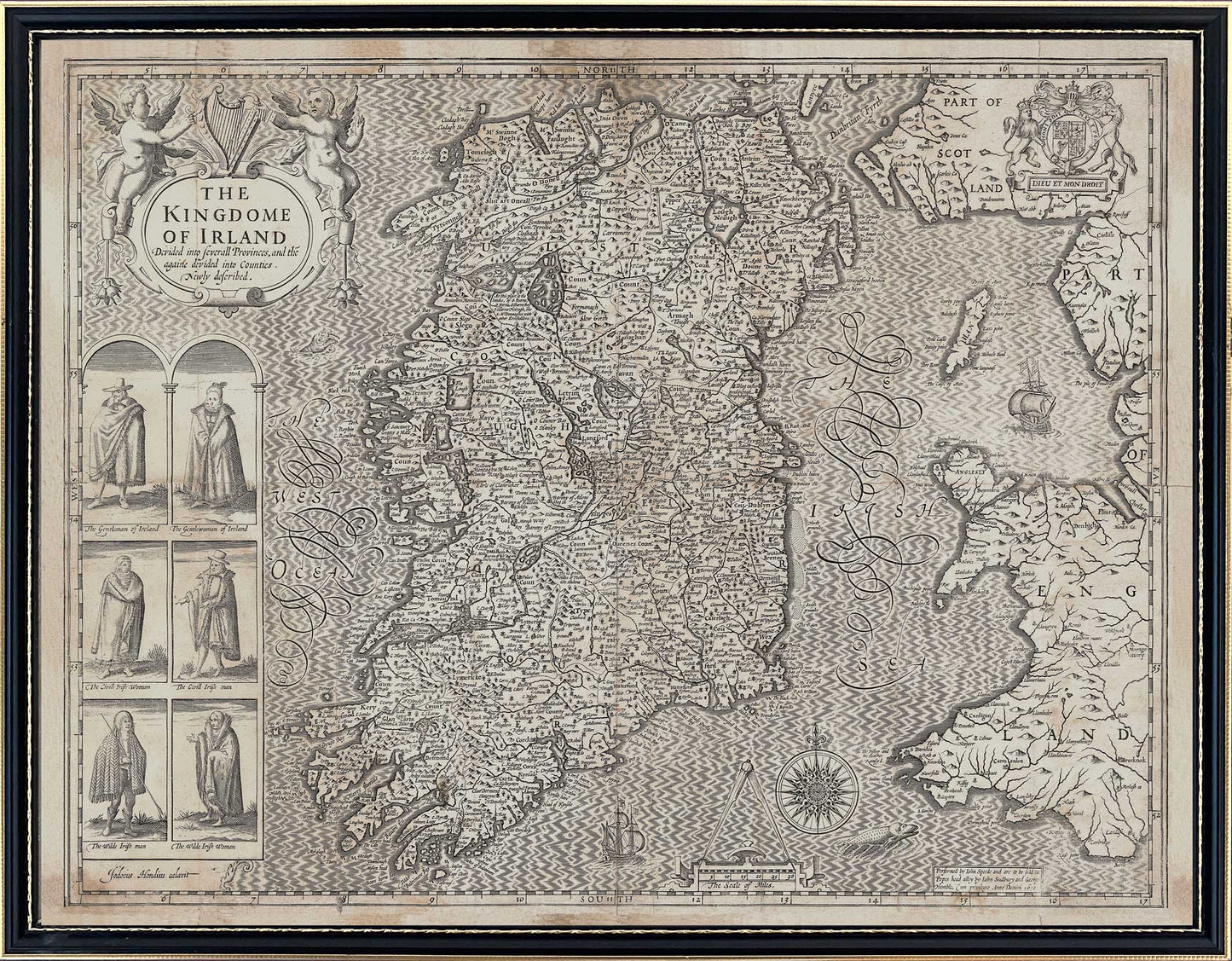 John Speed's 1610 Complete set of 5 x Maps of Ireland and the 4 provinces (Original size).