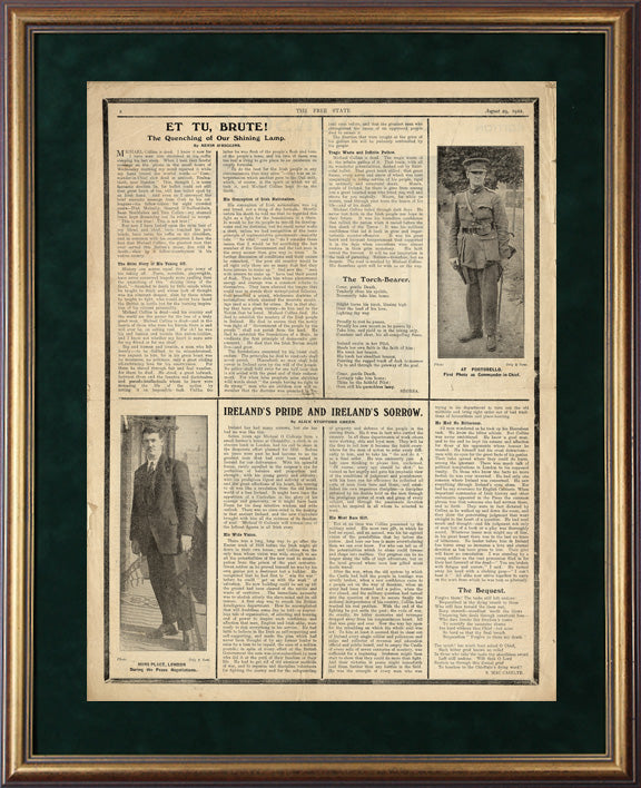 An Saorstát - The Free State - Michael Collins Memorial, (First Edition) Dublin Tuesday, August 29, 1922, Page 2, (Limited Edition)
