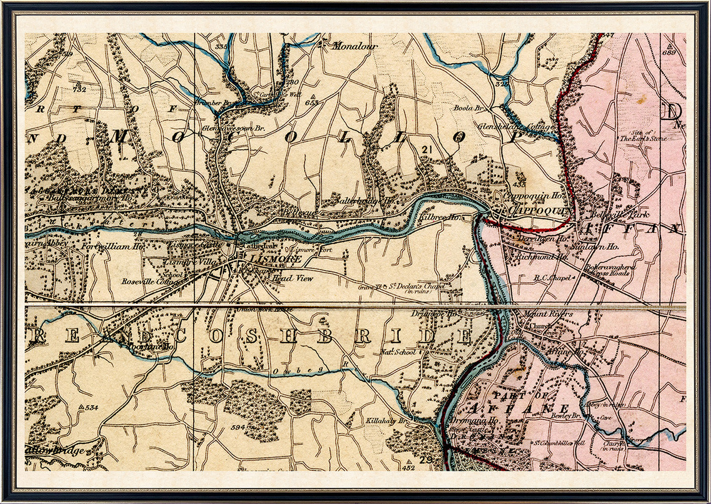 Full size example customisation of enlarged Lizmore and CAppaquin area available on request €375 (half size cutomisations also available €250)