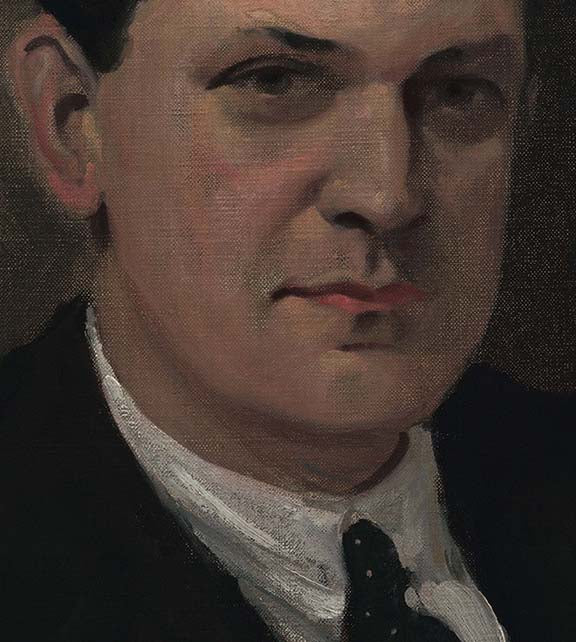 Close-up detail of Collins face from the print