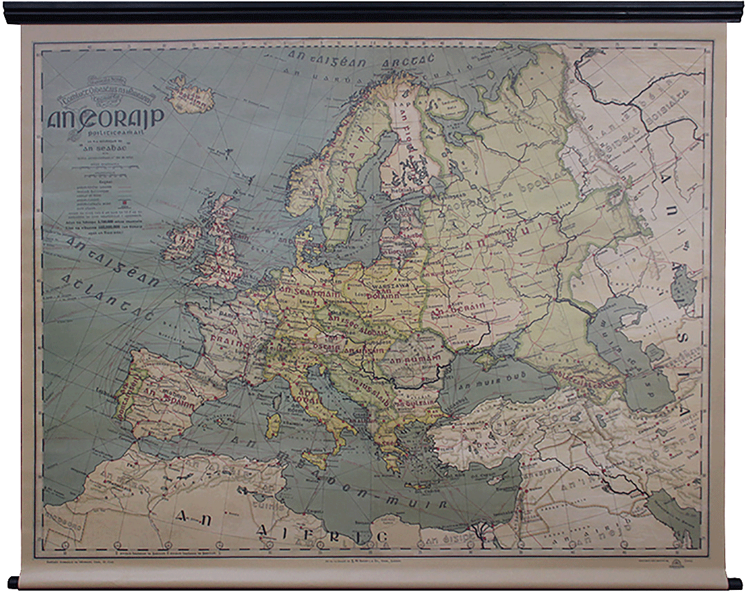 Map of Europe in Irish (Léarscáil na hEorpa) Full original size (1.56m x1.38m)