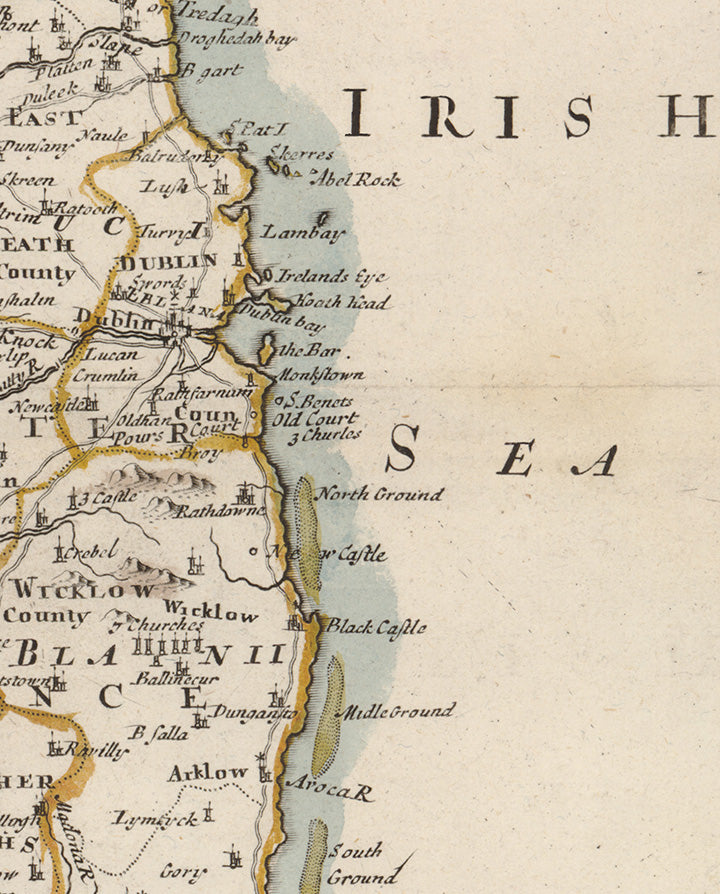 Detail from Map showing Dublin, Wicklow and East Coast