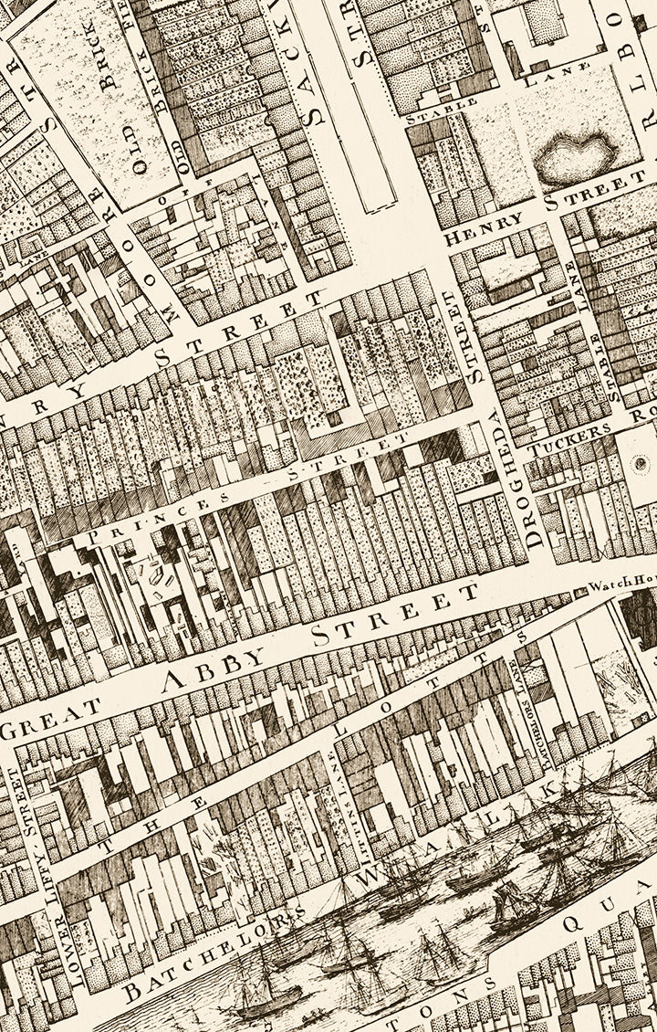 John Rocque's Complete set of 4 maps of Dublin City first published in 1756