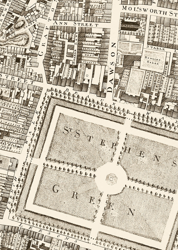 John Rocque's Complete set of 4 maps of Dublin City first published in 1756