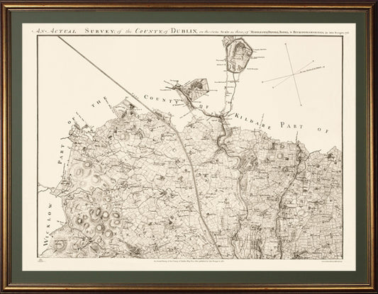 Gold Leaf Frame with Palm Green Mountboard - This Map No.1 covers the Northwest of the County to the borders of Wicklow and Kildare and includes "Upper Cross", Newcastle, Saggart, Celbridge and Castleknock.