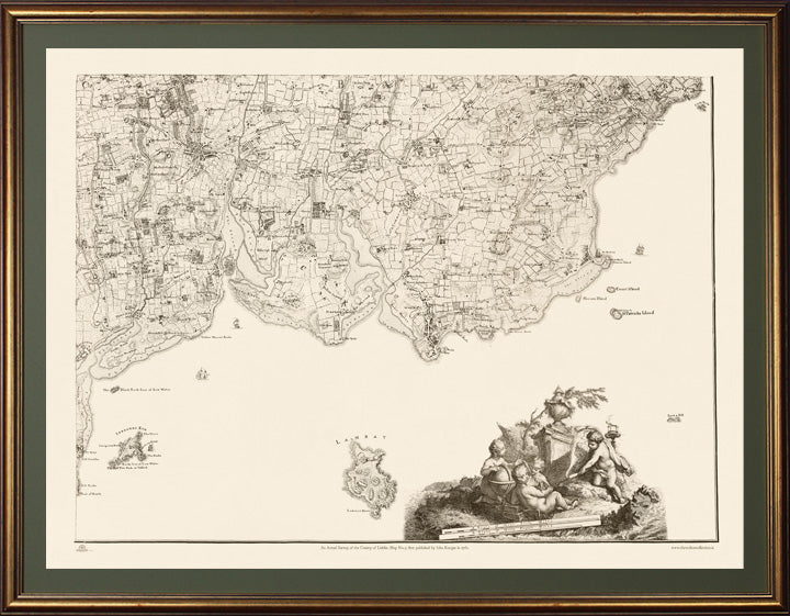 John Rocque's  An Actual Survey of the County of Dublin (1760) Map No.3 (Baldoyle, Malahide, Swords, Rush, Skerries Balbriggan, Lambay)