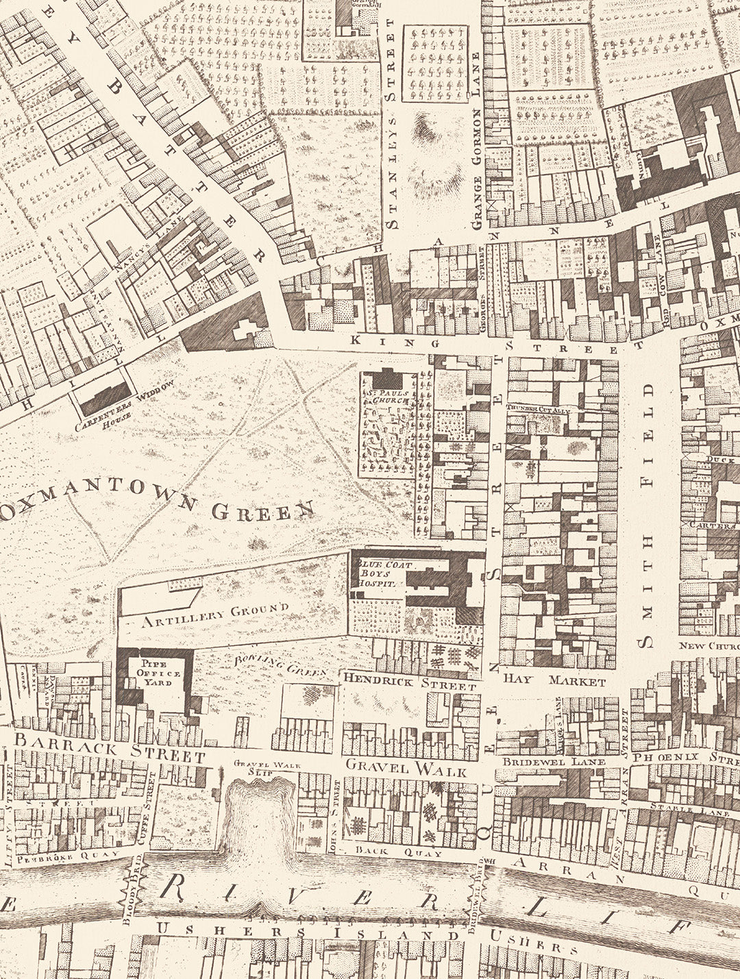 John Rocque's Complete set of 4 maps of Dublin City first published in 1756