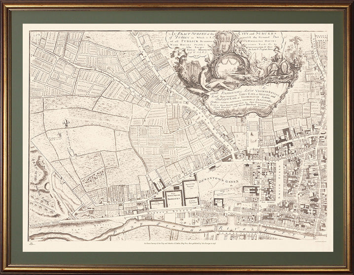 John Rocque's Complete set of 4 maps of Dublin City first published in 1756