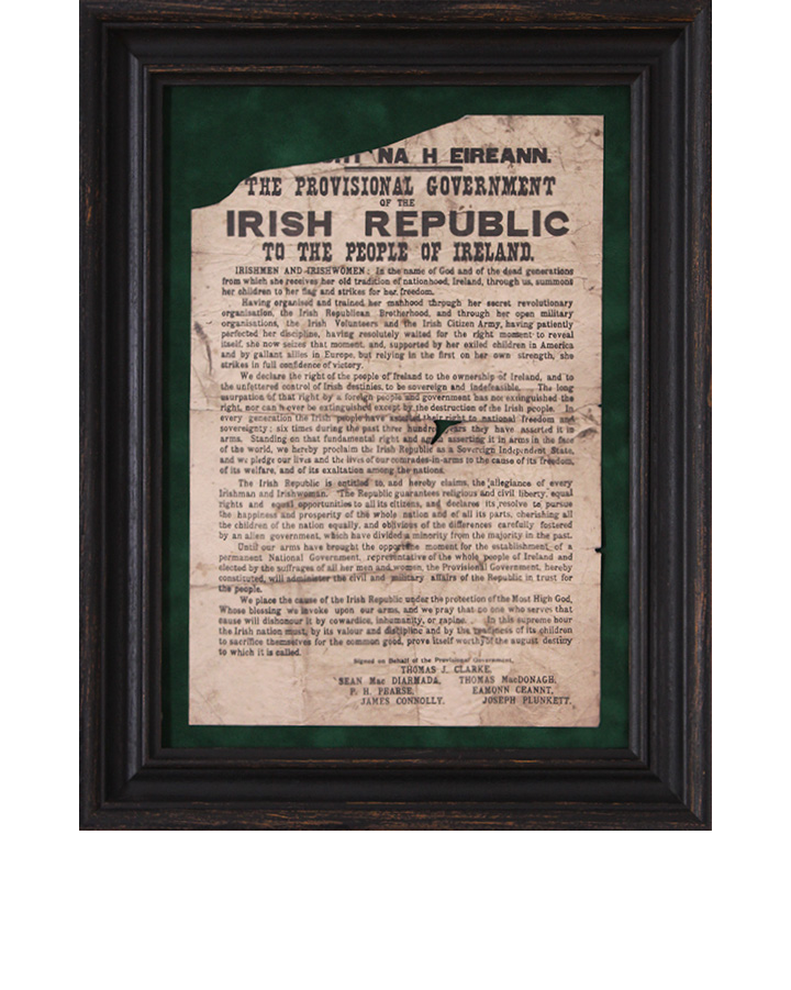 Half-size 1916 copy of the Proclamation - one of just two known to exist