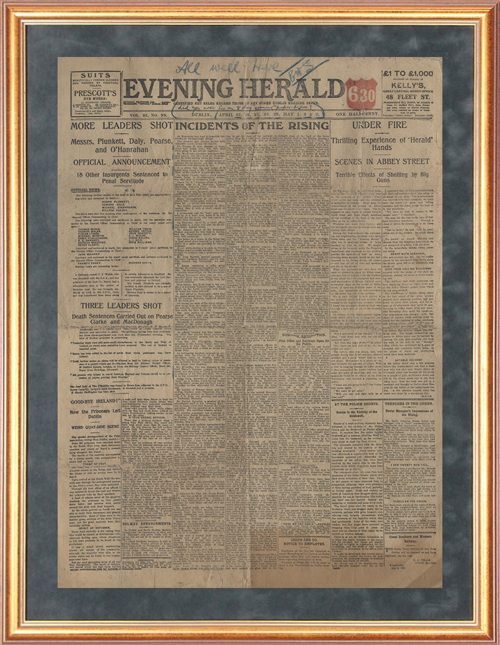 Evening Herald - 8-day edition published 4th May 1916.Page 1 (Front Page)