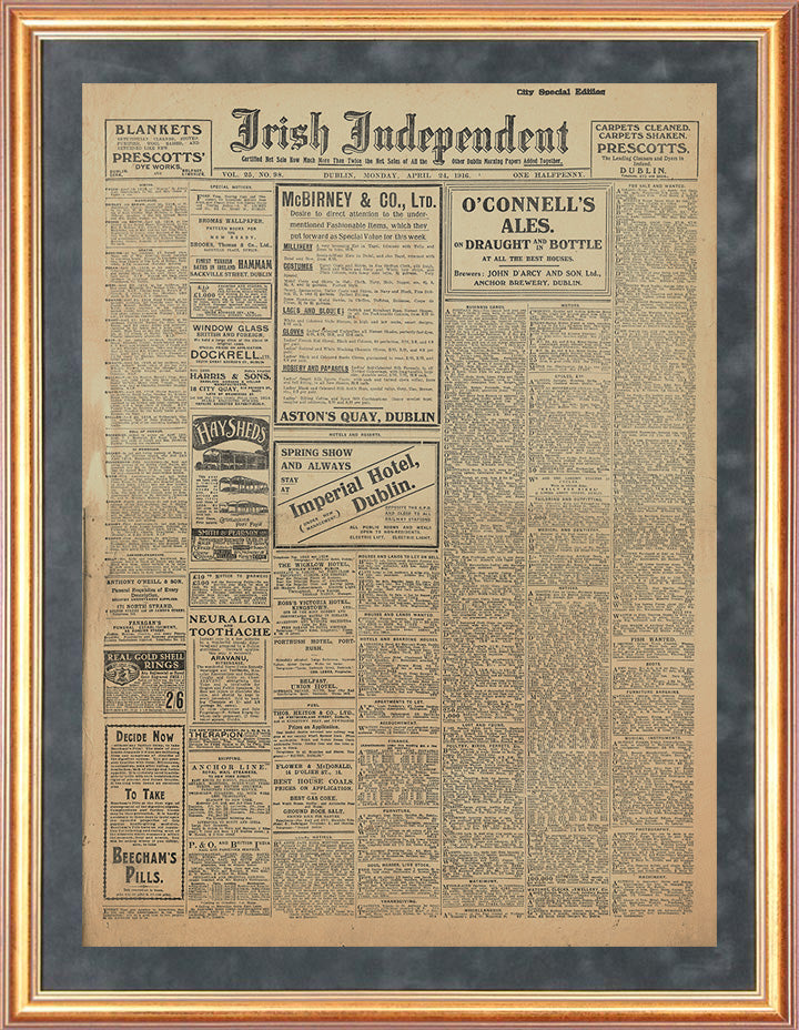 Irish Independent Monday 24th April 1916 - (6 page edition) Page 1 (Front Page)