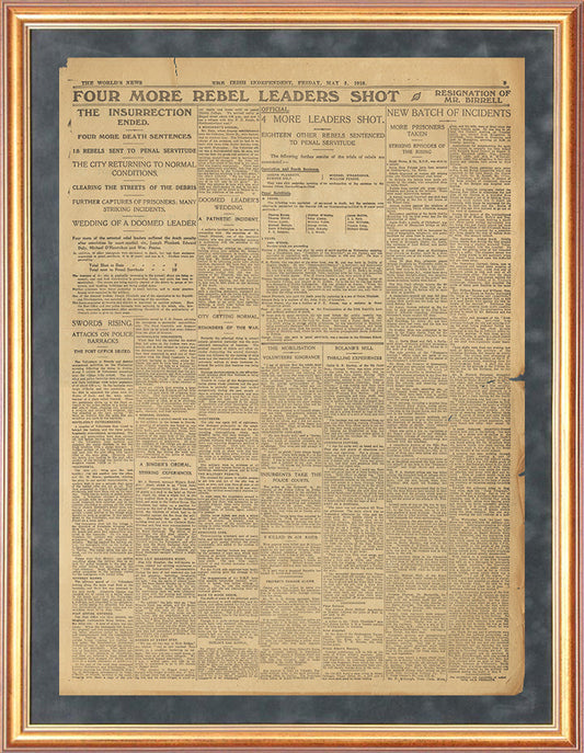 Irish Independent 5th May 1916 (6-page edition) Page 3 Headline page