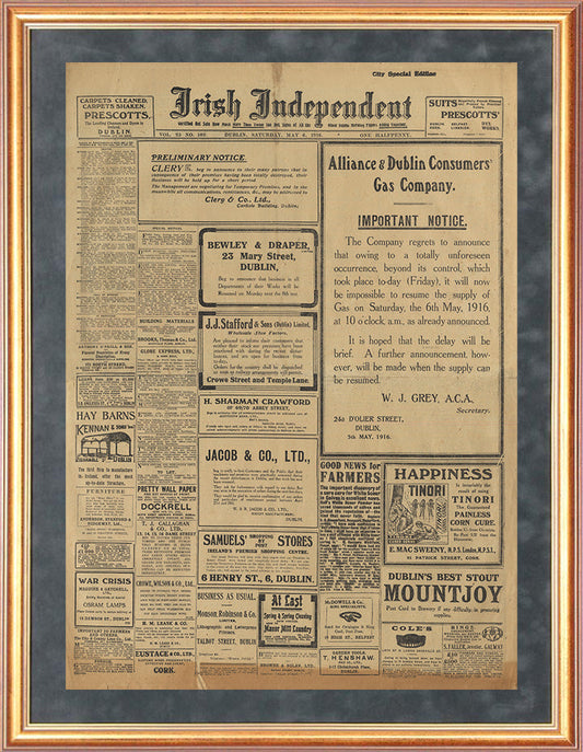 Irish Independent 6th May 1916 (8-page edition) Page 1 (Front Page)