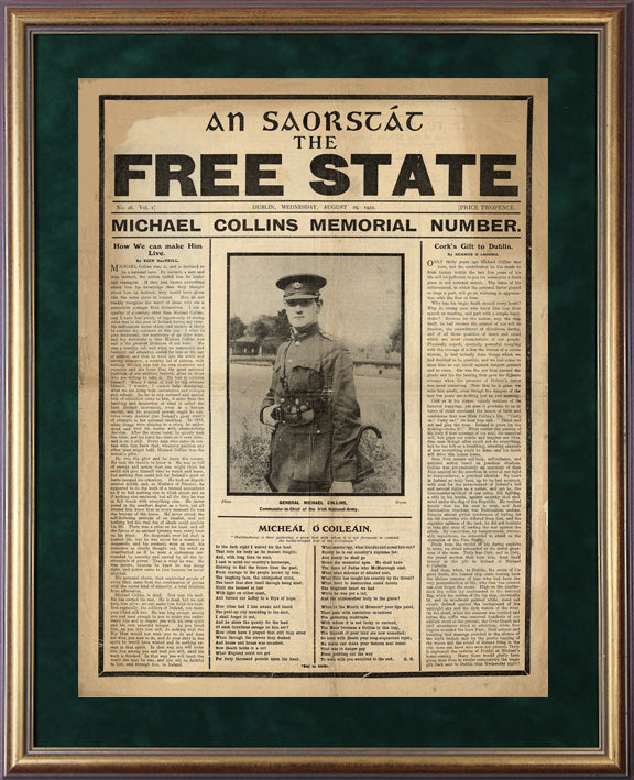 An Saorstát - The Free State - Michael Collins Memorial, (First Edition) Dublin, Tuesday, August 29, 1922 Page 1  (Limited Edition)