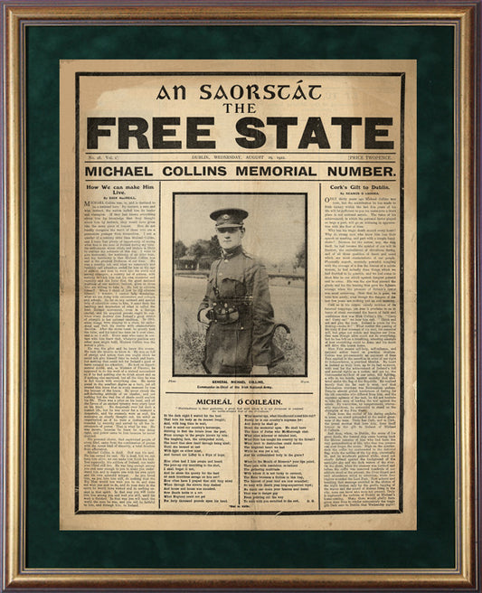 An Saorstát - The Free State - Michael Collins Memorial, (First Edition) Dublin, Tuesday, August 29, 1922 Page 1  (Limited Edition)