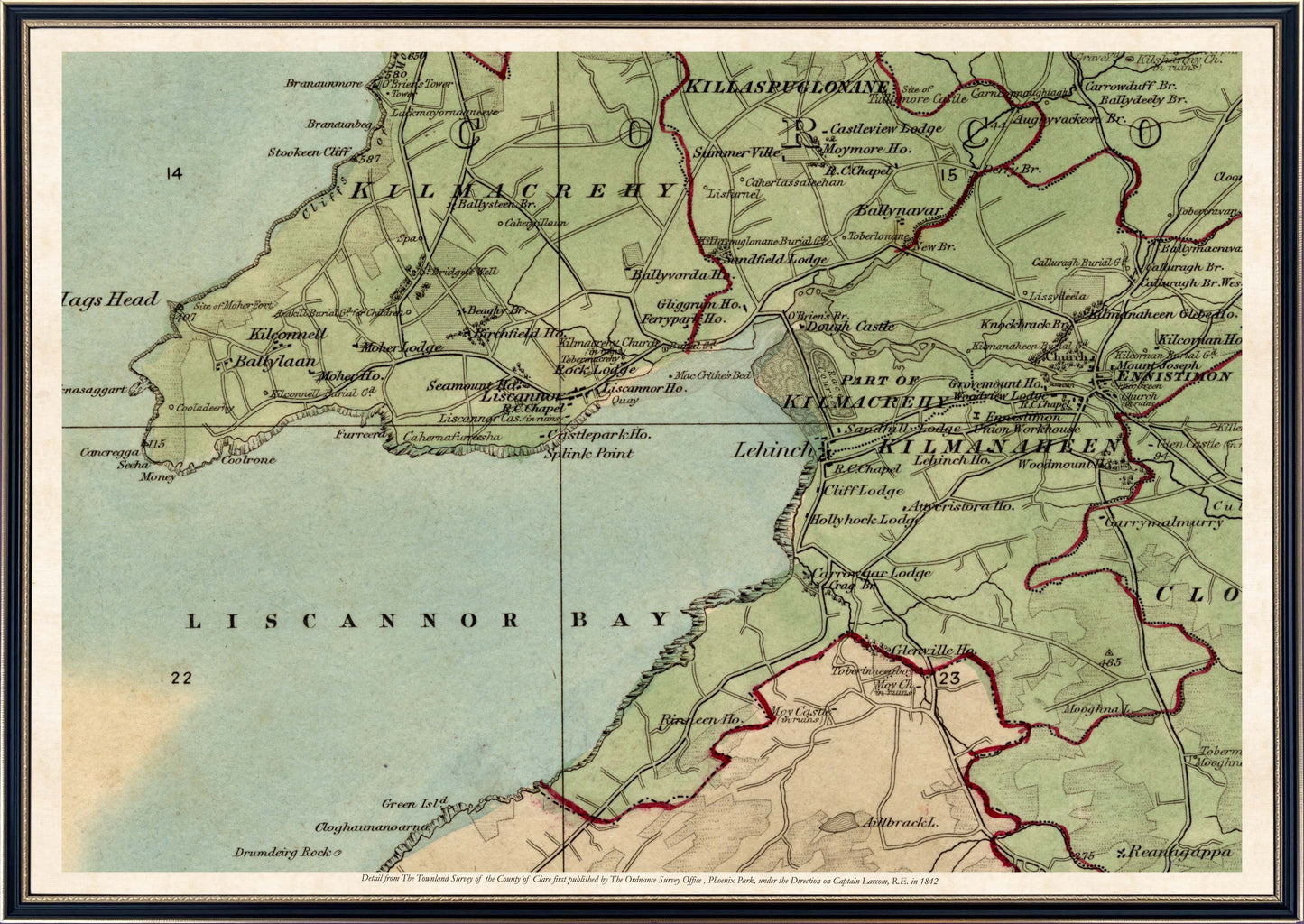 Full size (110cm x 79cm) customisation example  of Liscannor Bay, Lahinch & Ennistimon @€375
