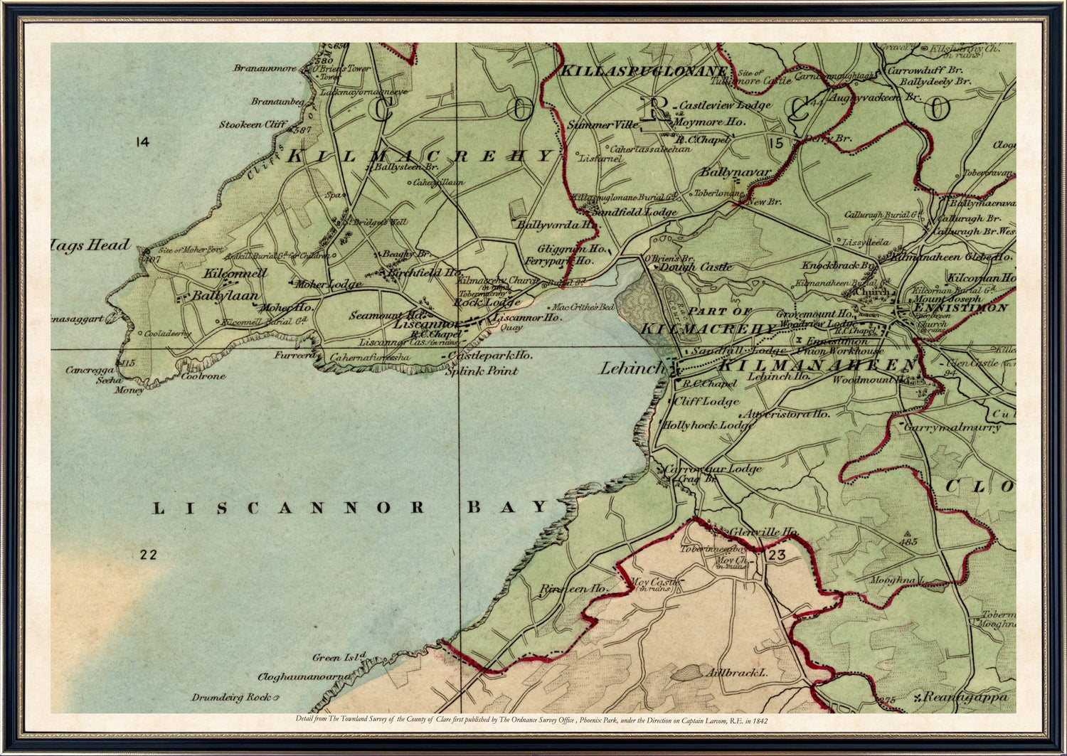 Full size (110cm x 79cm) customisation example  of Liscannor Bay, Lahinch & Ennistimon @€375