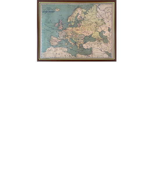 Map of Europe in Irish - (Léarscáil na hEorpa) 1/4 size framed