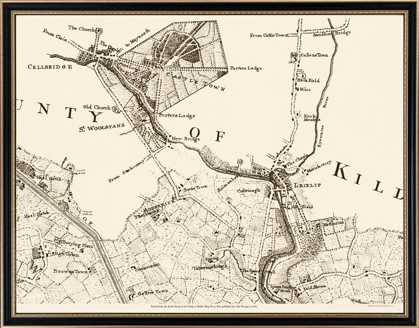John Rocque's An Actual Survey of the County of Dublin (1760) Map No.1 (Upper Cross, Newcastle, Saggart, Celbridge Castleknock )