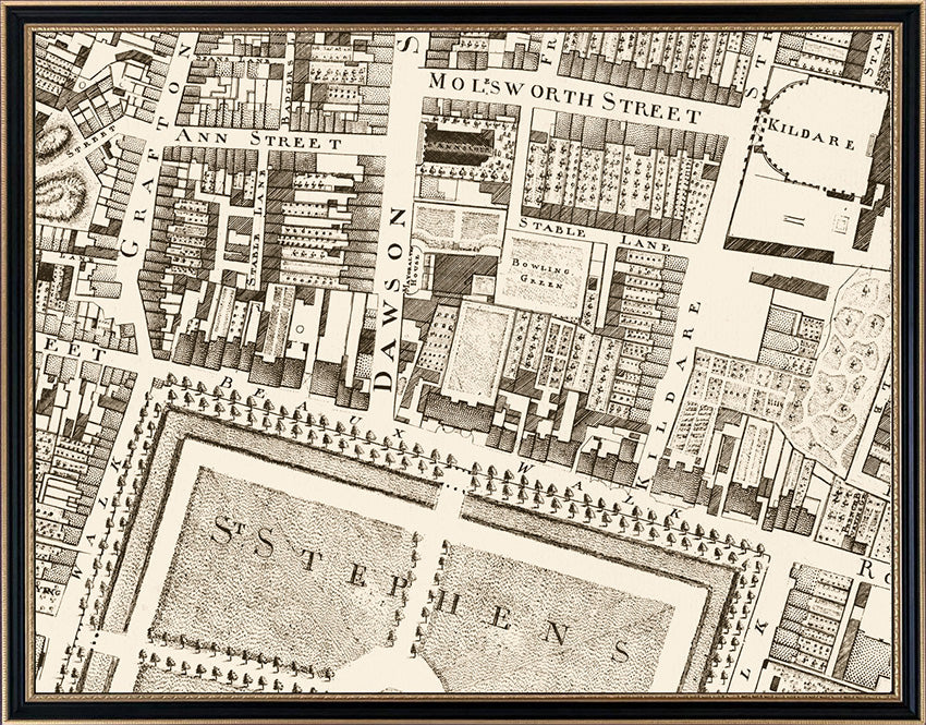 John Rocque's An Exact Survey of the City and Suburbs of Dublin (1756) Map No.3 (South City Incl. Stephen's Green)