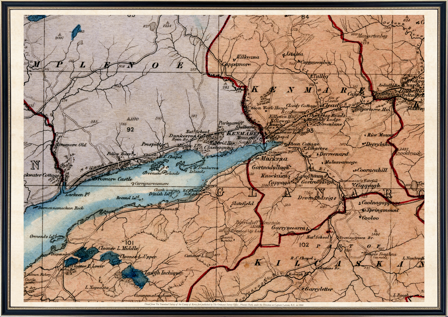 Full-size (79cm x 110cm) Kenmare and Kenmare River customisation example @€375
