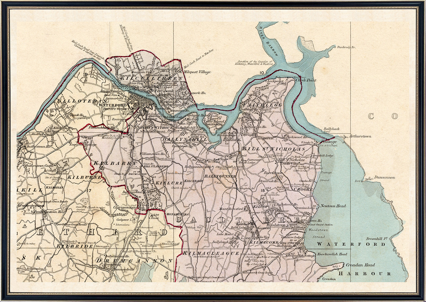 Full size example customisation of enlarged Waterford City and Harbour area €375 available on request (half size also available €250) 